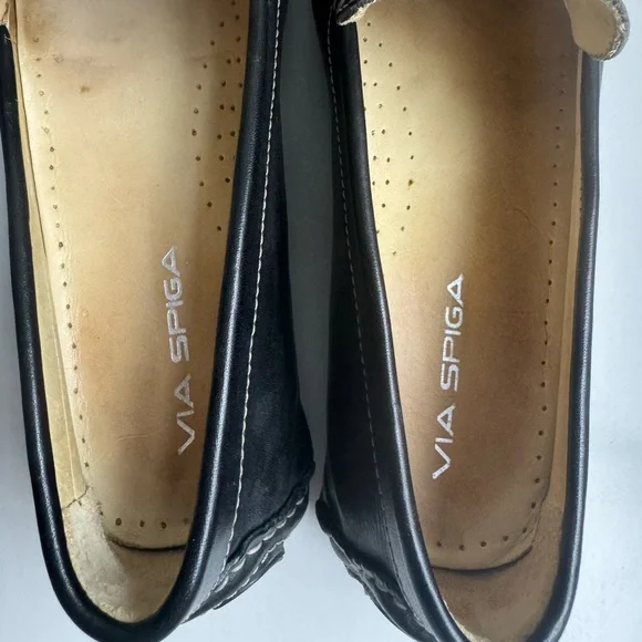 Via Spiga Size 12 men’s black loafers driving shoes - Picture 6 of 7